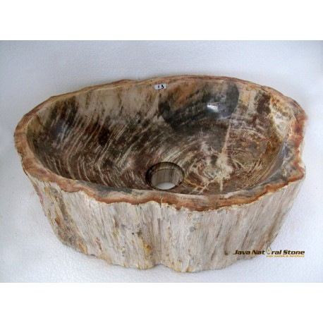 PETRIFIED WOOD ROUND SINK BROWN