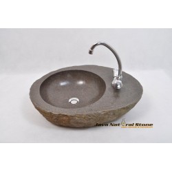 RIVER STONE SINK CYLINDER WITH FAUCET HOLE