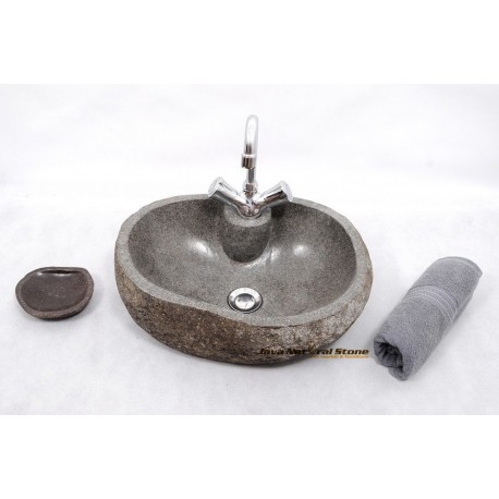 River Stone Sink With Faucet Hole