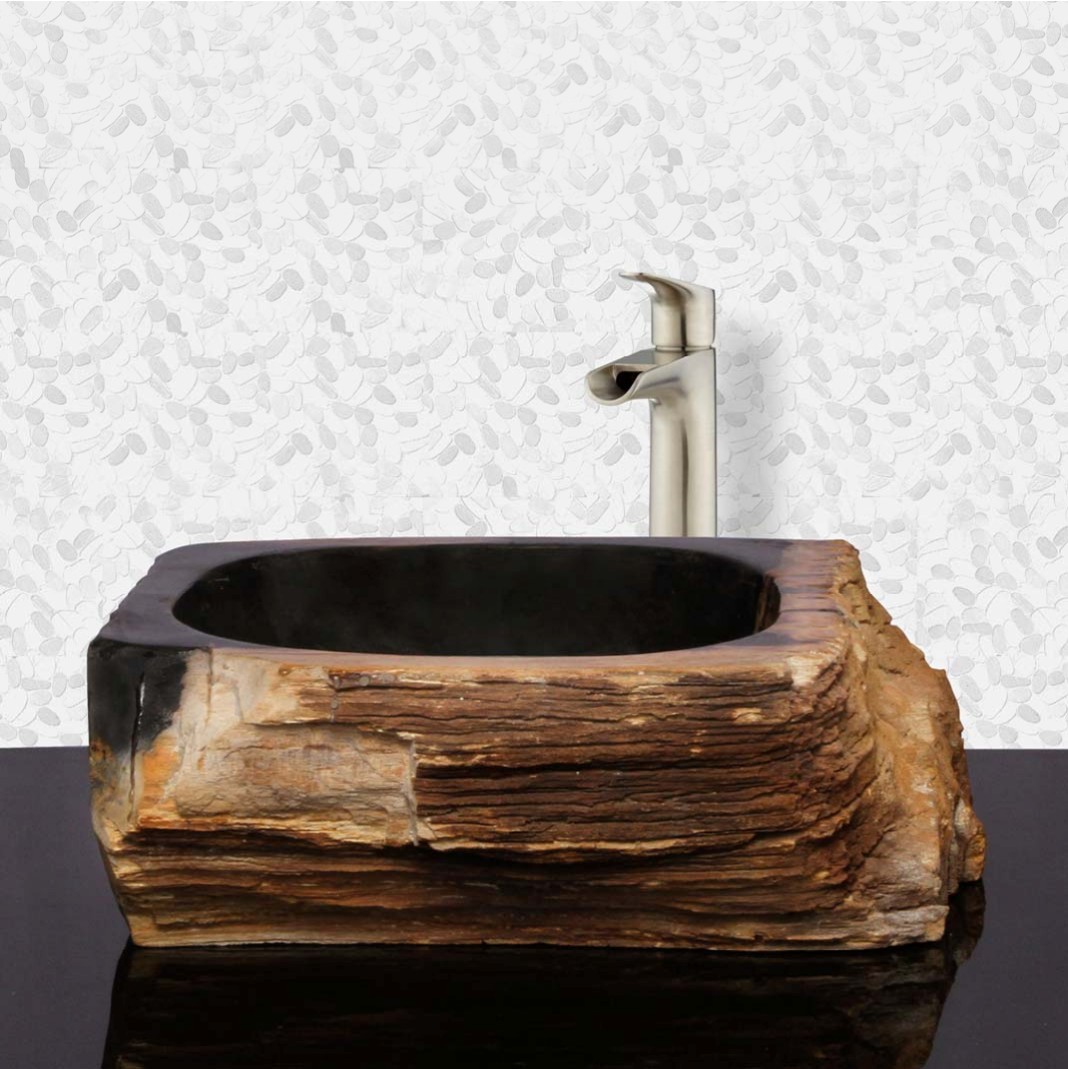 Petrified Wood Rectangular Sink Java Natural Stone